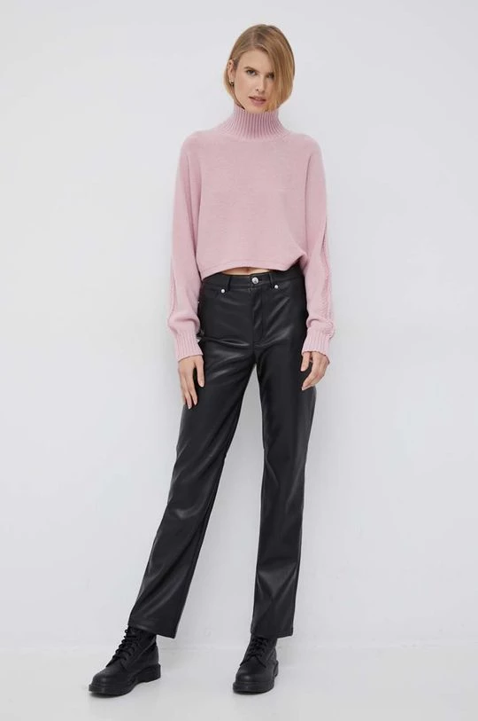 Γυναικεία Χωρίς φερμουάρ Μάλλινο πουλόβερ Sisley χρώμα: ροζ, 2 Γυναικεία Χωρίς φερμουάρ Μάλλινο πουλόβερ Sisley χρώμα: ροζ, - Image 2