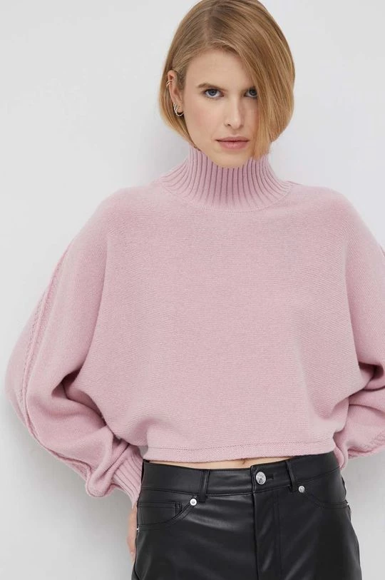 Γυναικεία Χωρίς φερμουάρ Μάλλινο πουλόβερ Sisley χρώμα: ροζ, 4 Γυναικεία Χωρίς φερμουάρ Μάλλινο πουλόβερ Sisley χρώμα: ροζ, - Image 4