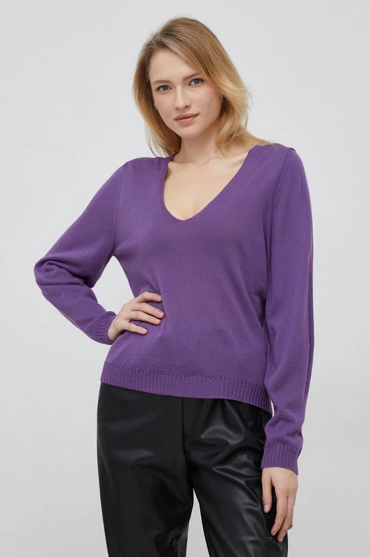 Γυναικεία Χωρίς φερμουάρ Μάλλινο πουλόβερ Sisley χρώμα: μοβ, 2 Γυναικεία Χωρίς φερμουάρ Μάλλινο πουλόβερ Sisley χρώμα: μοβ, - Image 2