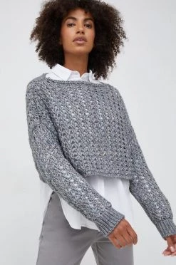 Γυναικεία Χωρίς φερμουάρ Πουλόβερ με προσθήκη μαλλιού Sisley χρώμα: γκρι, -Εξοδος Sisley Κατάστημα unnamed file 1115