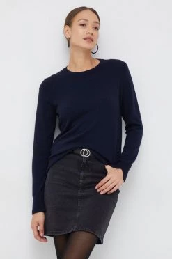 Γυναικεία Χωρίς φερμουάρ Πουλόβερ με προσθήκη μαλλιού Sisley χρώμα: ναυτικό μπλε,