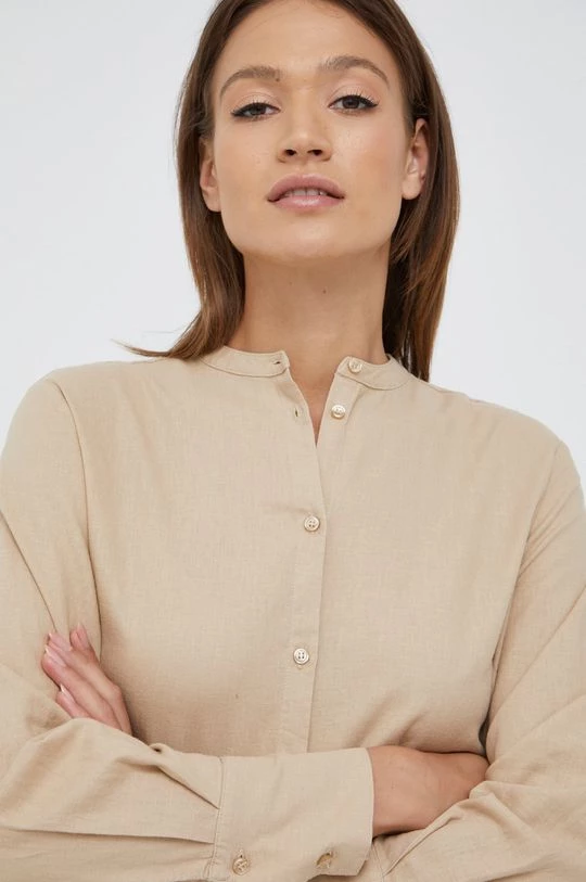 Γυναικεία Πουκάμισα Πουκάμισο Sisley χρώμα: μπεζ, 4 Γυναικεία Πουκάμισα Πουκάμισο Sisley χρώμα: μπεζ, - Image 4