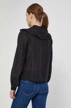 Γυναικεία Μπλούζες Μπλούζα με μείγμα από λινό Sisley χρώμα: μαύρο -Εξοδος Sisley Κατάστημα unnamed file 1626