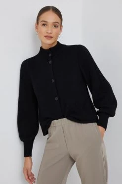 Γυναικεία Με φερμουάρ Ζακέτα με μείγμα κασμίρ Sisley μαύρο