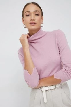 Γυναικεία Χωρίς φερμουάρ Πουλόβερ με προσθήκη μαλλιού Sisley χρώμα: ροζ,