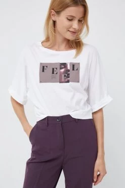 Γυναικεία Κοντομάνικο Βαμβακερό μπλουζάκι Sisley άσπρο -Εξοδος Sisley Κατάστημα unnamed file 1995