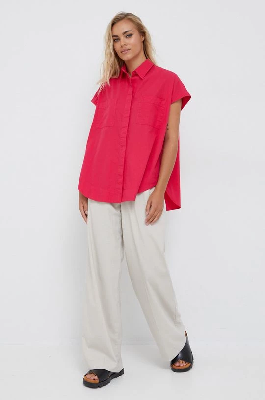 Γυναικεία Πουκάμισα Βαμβακερό πουκάμισο Sisley ροζ, 1 Γυναικεία Πουκάμισα Βαμβακερό πουκάμισο Sisley ροζ,