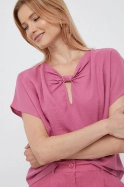 Γυναικεία Μπλούζες Λευκή μπλούζα Sisley χρώμα: ροζ