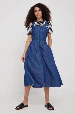 Γυναικεία Φορέματα Φόρεμα από λινό μείγμα Sisley ναυτικό μπλε,