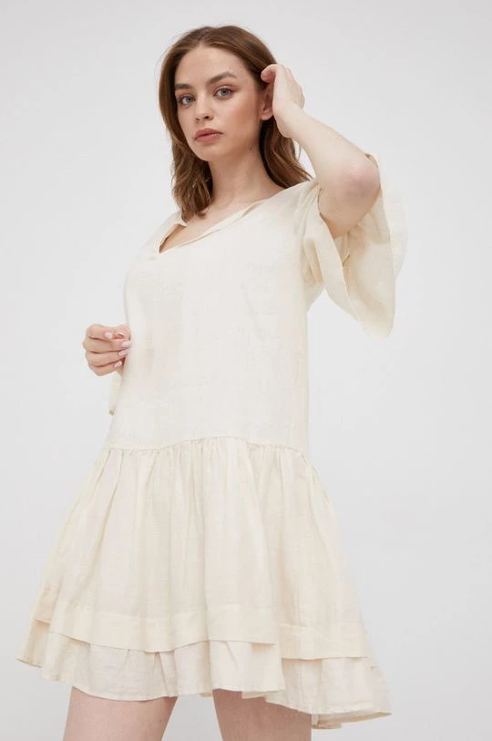 Γυναικεία Φορέματα Λινό φόρεμα Sisley μπεζ, 2 Γυναικεία Φορέματα Λινό φόρεμα Sisley μπεζ, - Image 2