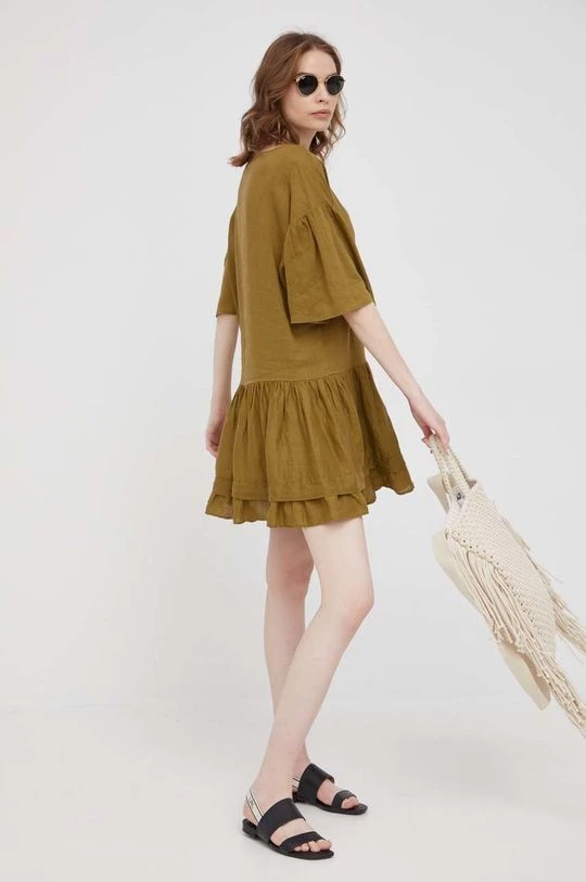 Γυναικεία Φορέματα Λινό φόρεμα Sisley πράσινο, 3 Γυναικεία Φορέματα Λινό φόρεμα Sisley πράσινο, - Image 3