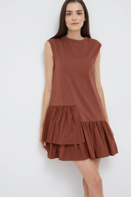 Γυναικεία Φορέματα Βαμβακερό φόρεμα Sisley καφέ, 2 Γυναικεία Φορέματα Βαμβακερό φόρεμα Sisley καφέ, - Image 2