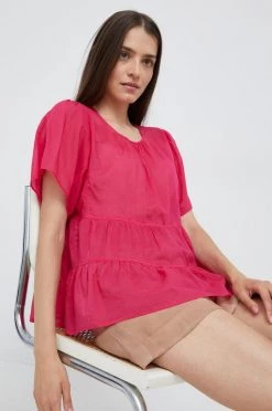 Γυναικεία Μπλούζες Βαμβακερή μπλούζα Sisley χρώμα: ροζ