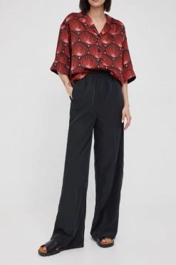 Γυναικεία Υφασμάτινα Παντελόνι Sisley μαύρο,