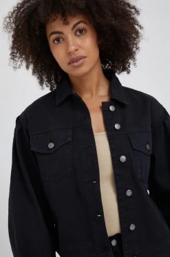 Γυναικεία Κοντά μπουφάν Τζιν μπουφάν Sisley χρώμα: μαύρο,