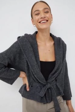 Γυναικεία Με φερμουάρ Ζακέτα από μίγμα μαλλιού Sisley γκρι,