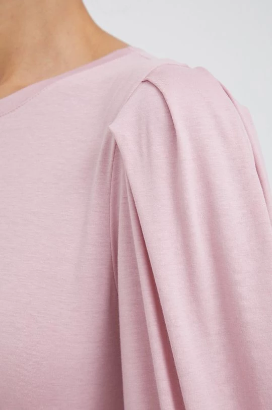 Γυναικεία Μπλούζες Βαμβακερή μπλούζα Sisley χρώμα: ροζ 5 Γυναικεία Μπλούζες Βαμβακερή μπλούζα Sisley χρώμα: ροζ - Image 5