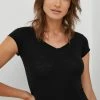 Γυναικεία Κοντομάνικο Μπλουζάκι Sisley μαύρο