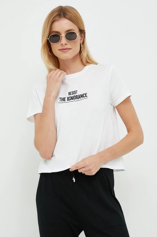 Γυναικεία Κοντομάνικο Βαμβακερό μπλουζάκι Sisley άσπρο 1 Γυναικεία Κοντομάνικο Βαμβακερό μπλουζάκι Sisley άσπρο