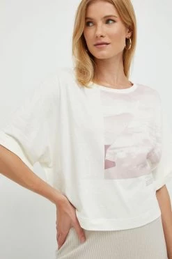 Γυναικεία Κοντομάνικο Βαμβακερό μπλουζάκι Sisley μπεζ