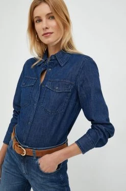 Γυναικεία Πουκάμισα Τζιν πουκάμισο Sisley ναυτικό μπλε, -Εξοδος Sisley Κατάστημα unnamed file 2660