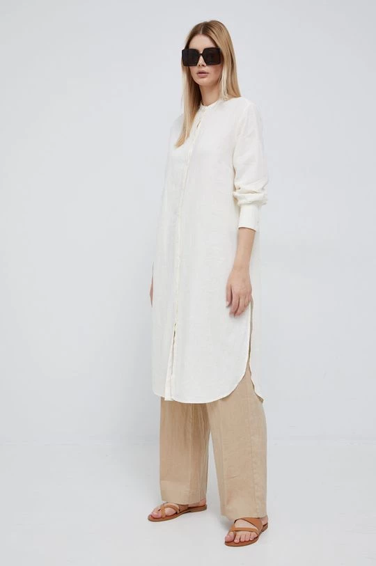 Γυναικεία Πουκάμισα Πουκάμισο από λινό Sisley μπεζ, 2 Γυναικεία Πουκάμισα Πουκάμισο από λινό Sisley μπεζ, - Image 2