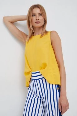 Γυναικεία Αμάνικος Λευκό τοπ Sisley κίτρινο