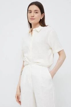 Γυναικεία Πουκάμισα Πουκάμισο από λινό Sisley μπεζ,