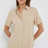 Γυναικεία Πουκάμισα Πουκάμισο από λινό Sisley μπεζ,