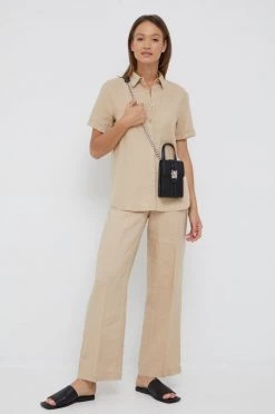 Γυναικεία Πουκάμισα Πουκάμισο από λινό Sisley μπεζ, -Εξοδος Sisley Κατάστημα unnamed file 2764