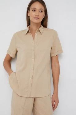 Γυναικεία Πουκάμισα Πουκάμισο από λινό Sisley μπεζ, -Εξοδος Sisley Κατάστημα unnamed file 2766