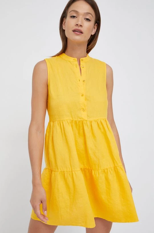 Γυναικεία Φορέματα Λινό φόρεμα Sisley κίτρινο, 2 Γυναικεία Φορέματα Λινό φόρεμα Sisley κίτρινο, - Image 2