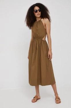 Γυναικεία Φορέματα Βαμβακερό φόρεμα Sisley πράσινο,