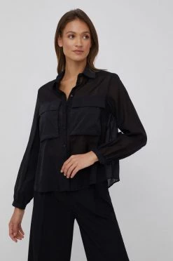 Γυναικεία Πουκάμισα Πουκάμισο Sisley χρώμα: μαύρο,