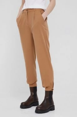 Γυναικεία Υφασμάτινα Παντελόνι Sisley χρώμα: καφέ,