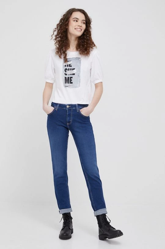 Γυναικεία Μπλούζες Βαμβακερό μπλουζάκι Sisley χρώμα: άσπρο 2 Γυναικεία Μπλούζες Βαμβακερό μπλουζάκι Sisley χρώμα: άσπρο - Image 2