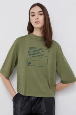 Γυναικεία Κοντομάνικο Βαμβακερό μπλουζάκι Sisley πράσινο