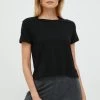 Γυναικεία Κοντομάνικο Βαμβακερό μπλουζάκι Sisley μαύρο