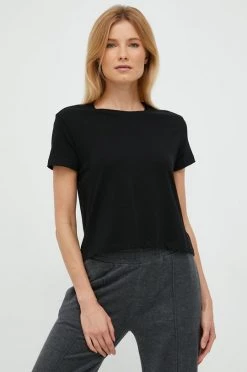 Γυναικεία Κοντομάνικο Βαμβακερό μπλουζάκι Sisley μαύρο