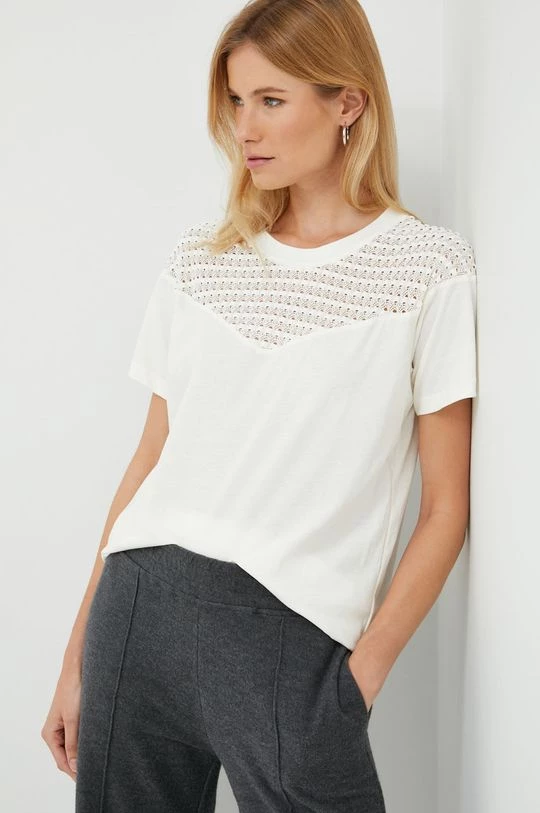 Γυναικεία Κοντομάνικο Βαμβακερό μπλουζάκι Sisley μπεζ 1 Γυναικεία Κοντομάνικο Βαμβακερό μπλουζάκι Sisley μπεζ