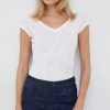 Γυναικεία Κοντομάνικο Μπλουζάκι Sisley άσπρο