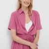 Γυναικεία Πουκάμισα Πουκάμισο από λινό Sisley ροζ,