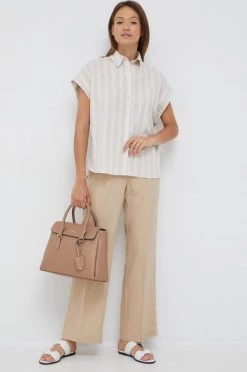 Γυναικεία Υφασμάτινα Λινό παντελόνι Sisley μπεζ,