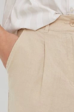 Γυναικεία Υφασμάτινα Λινό παντελόνι Sisley μπεζ, -Εξοδος Sisley Κατάστημα unnamed file 3274
