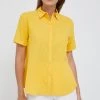 Γυναικεία Πουκάμισα Πουκάμισο από λινό Sisley κίτρινο,