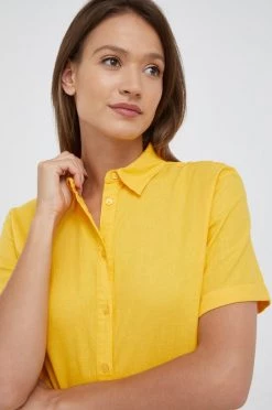 Γυναικεία Πουκάμισα Πουκάμισο από λινό Sisley κίτρινο, -Εξοδος Sisley Κατάστημα unnamed file 3279