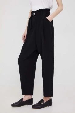 Γυναικεία Υφασμάτινα Παντελόνι Sisley μαύρο,