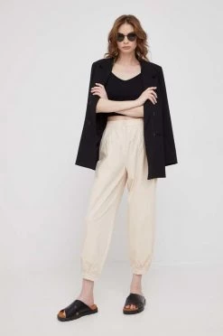 Γυναικεία Υφασμάτινα Παντελόνι Sisley μπεζ,