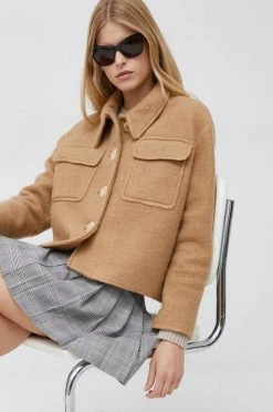 Γυναικεία Κοντά μπουφάν Μάλλινο μπουφάν Sisley μπεζ,