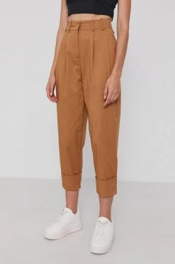 Γυναικεία Υφασμάτινα Παντελόνι Sisley χρώμα: καφέ